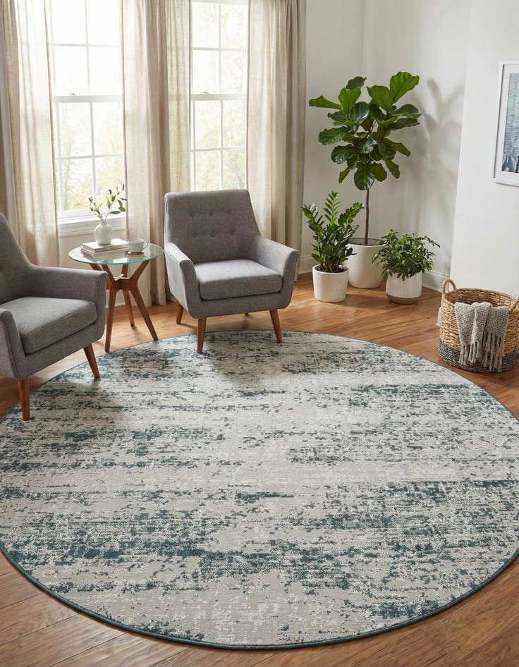 Detail image of 8' x 8' Easy-Clean Modern Indoor / Outdoor Round Rug
