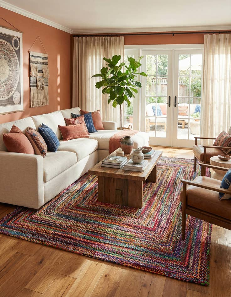 Detail image of 10' x 14' 1 Handmade Braided Chindi Rug