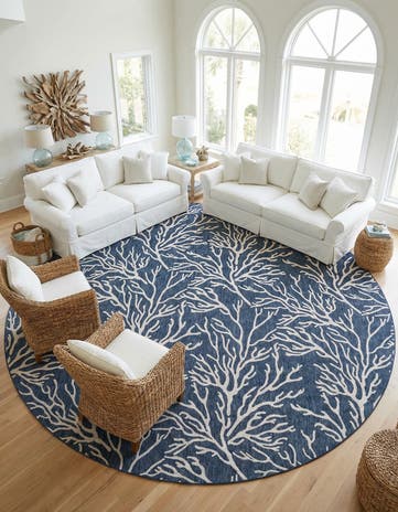 13' x 13' Easy-Clean Coastal Indoor / Outdoor Round Rug