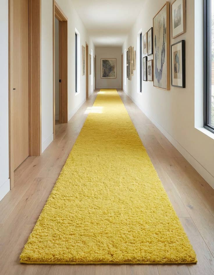 Detail image of 2' 7 x 16' 5 Solid Shag Runner Rug