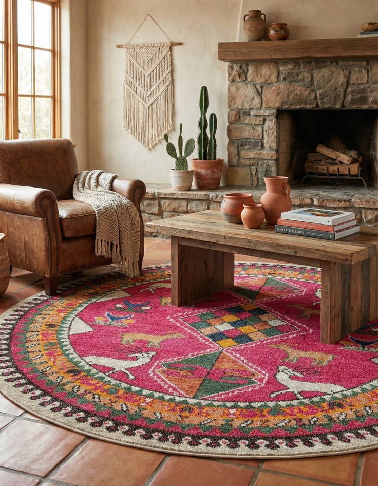 Detail image of 6' x 6' Washable Mesa Round Rug