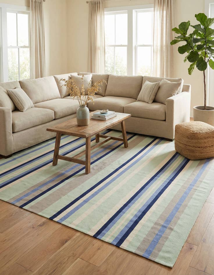 Detail image of 10' x 10'  Hand Woven Flatweave Cotton Dhurrie Square Rug