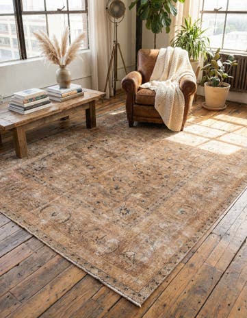 5' 2 x 6' 3 Hand Knotted Ultra Vintage Persian Wool Square Rug