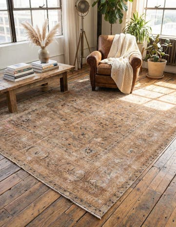 5' 2 x 6' 3 Hand Knotted Ultra Vintage Persian Wool Square Rug