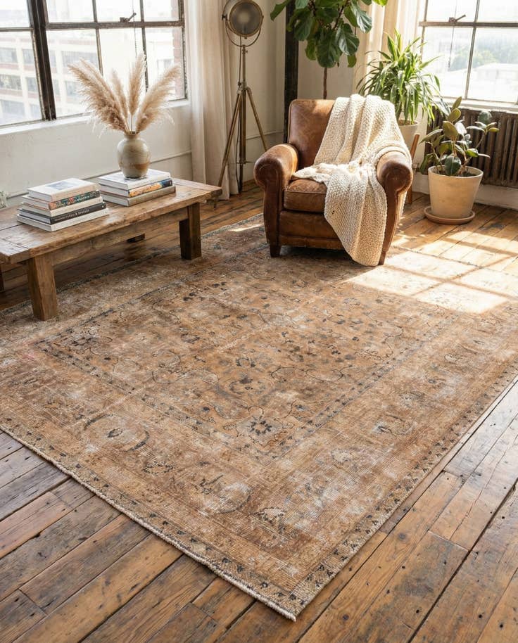 Detail image of 5' 2 x 6' 3 Hand Knotted Ultra Vintage Persian Wool Square Rug