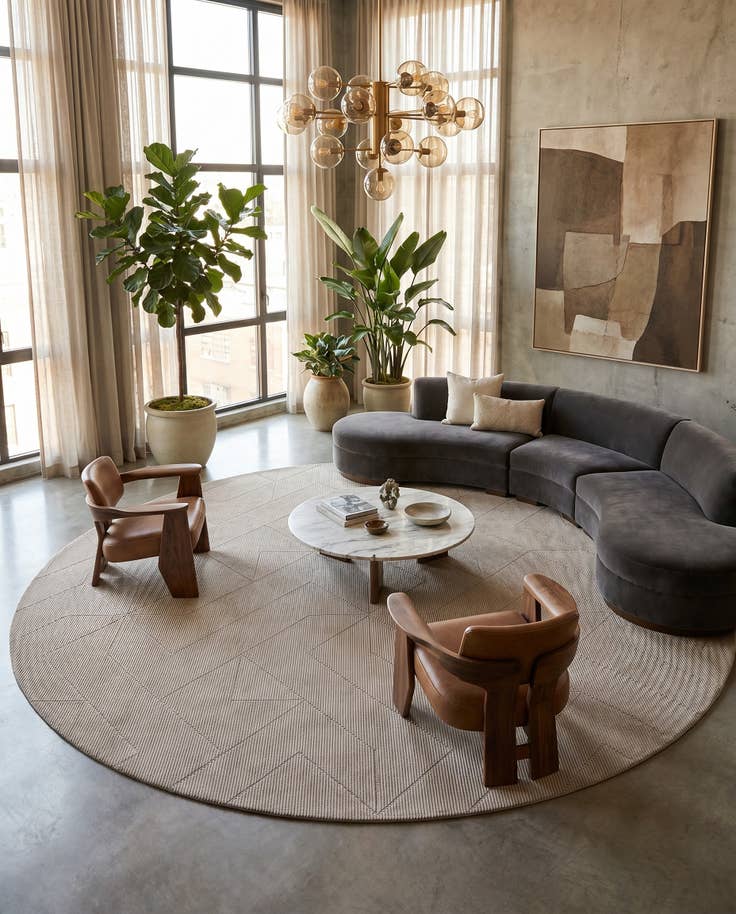 Detail image of 12' x 12' WoolCraft Geometric Round Rug