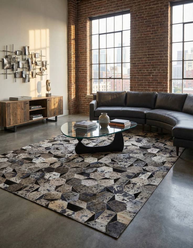 Detail image of 5' 1 x 8' Cowhide Stocks Rug