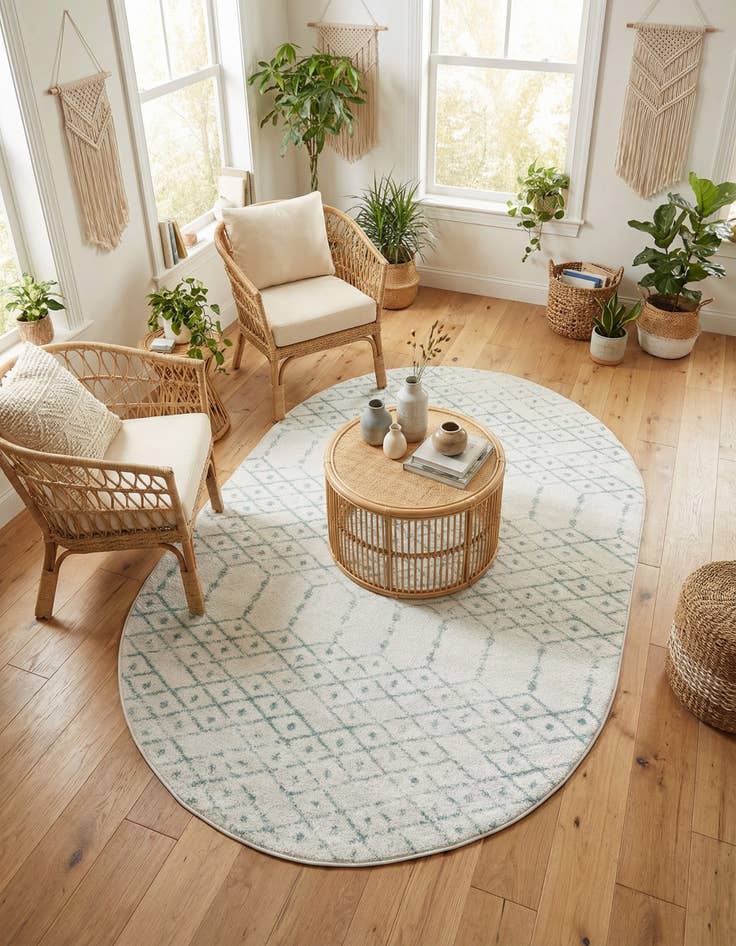 Detail image of 5' 3 x 8' Paxon Trellis Oval Rug