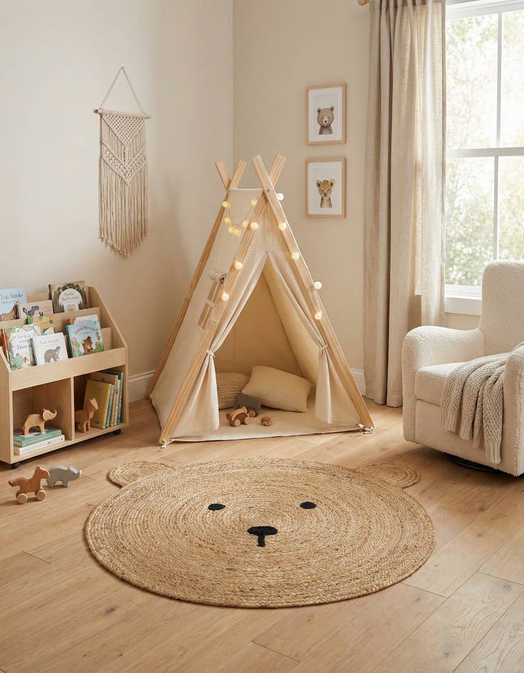 Detail image of 3' 1 x 3' 1  Hand Braided Kids Braided Jute Round Rug