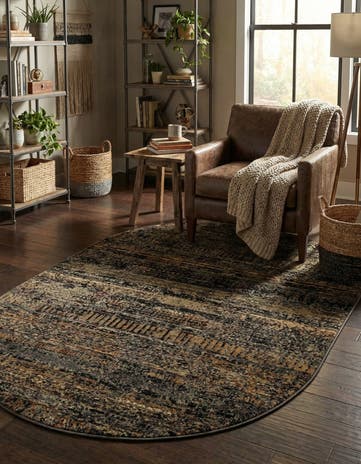 Blue Saturn Oval Rug