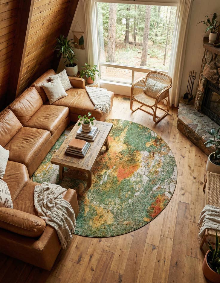 Detail image of 7' 10 x 7' 10  Washable Haerfest Round Rug