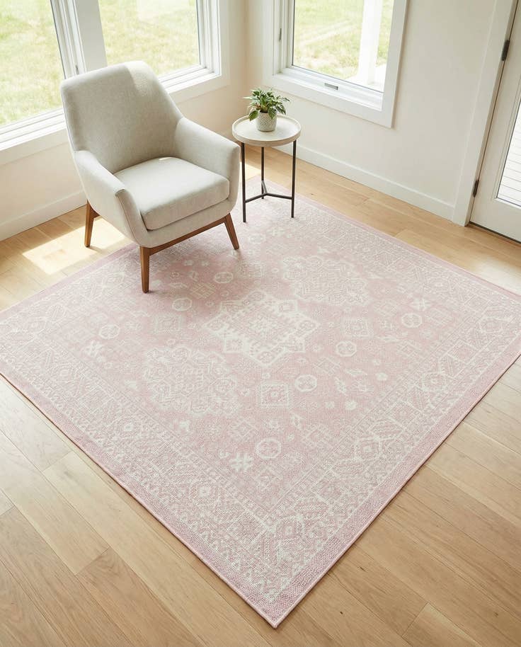 Detail image of 5' 3 x 5' 3 Easy-Clean Aztec Indoor / Outdoor Square Rug