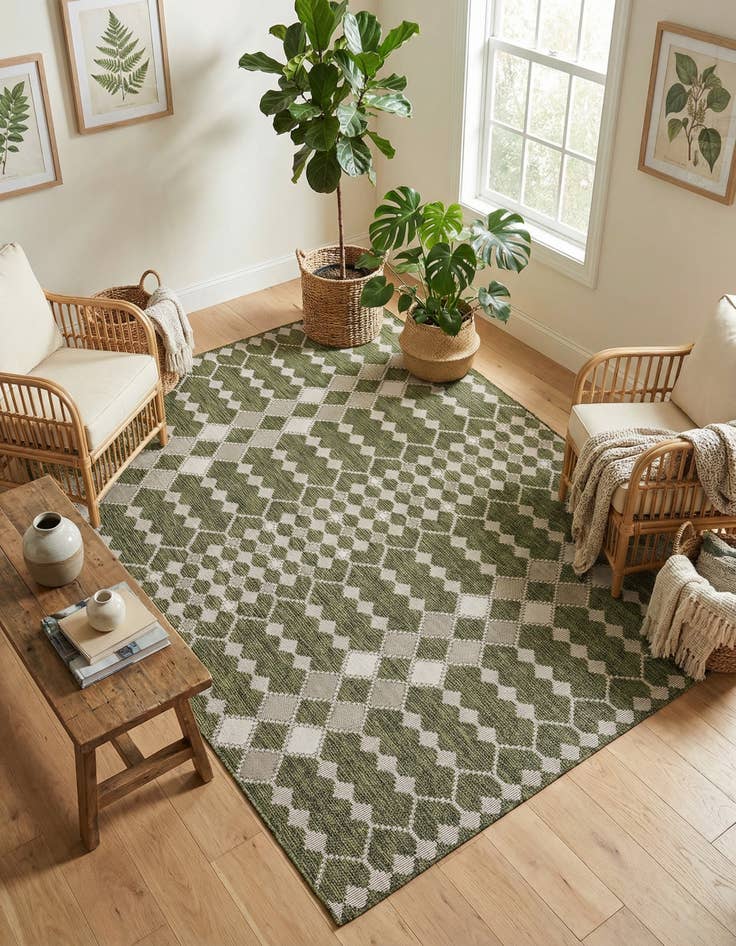 Detail image of 7' 10 x 11'  Washable Trellis Indoor / Outdoor Rug