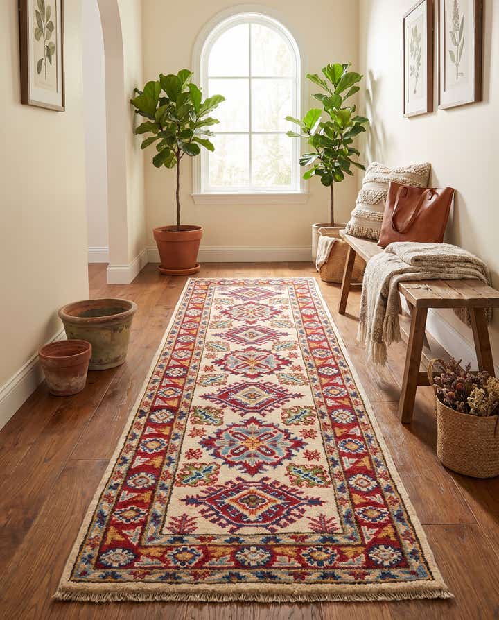 65cm x 190cm Hand Knotted Kazak Runner Rug