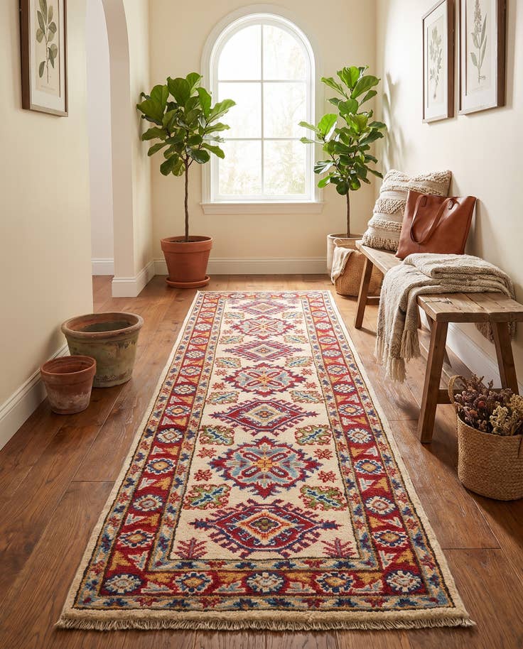 Detail image of 65cm x 190cm Hand Knotted Kazak Runner Rug