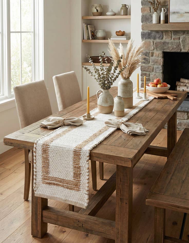 Detail image of 1' 2 x 10'  Hand Woven Chindi Jute Table Runner Rug