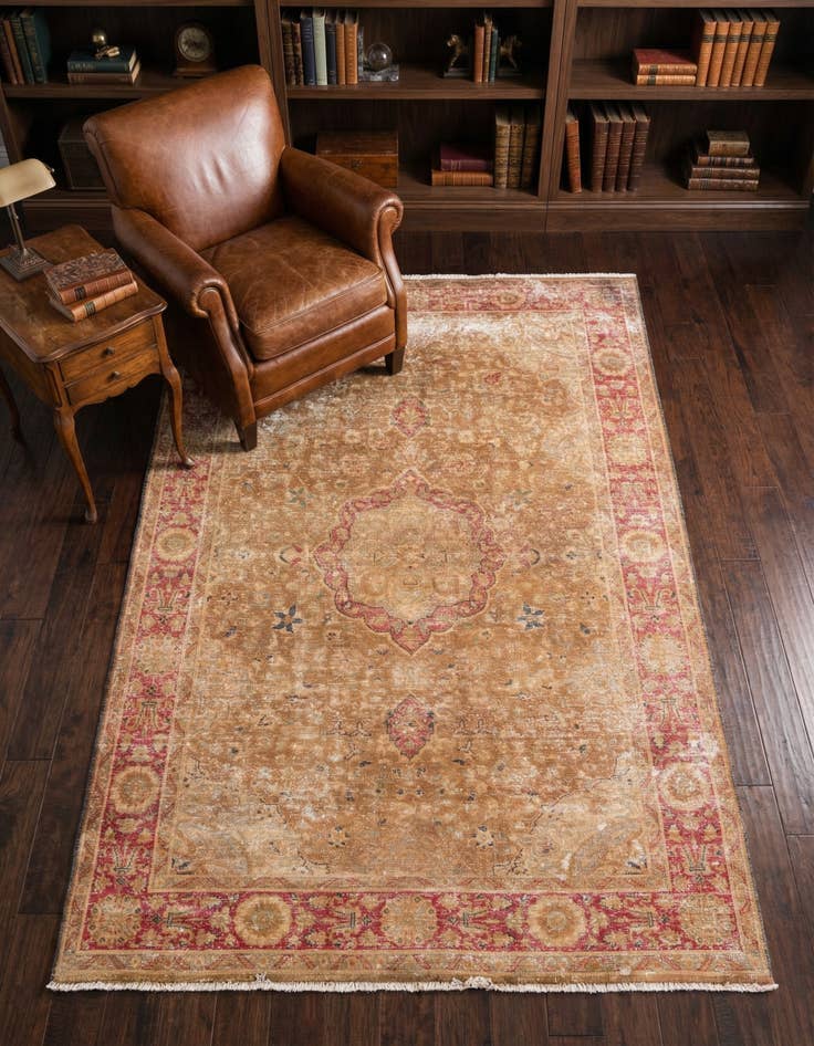 Detail image of 4' 2 x 6' 1 Hand Knotted Ultra Vintage Persian Wool Rug