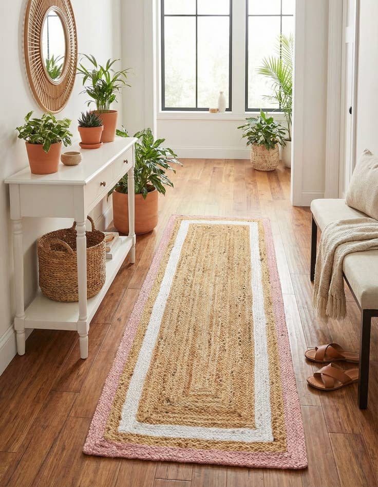 Detail image of 2' x 6' 1  Hand Braided Jute Runner Rug