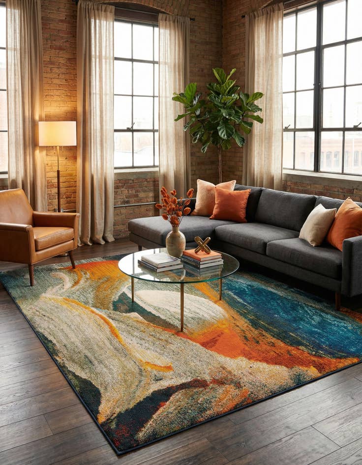 Detail image of 7' 10 x 10'  Washable Haerfest Rug