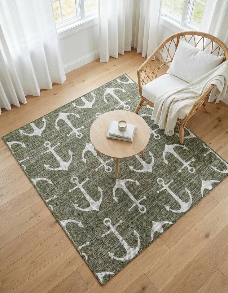 Detail image of 5' 3 x 5' 3  Washable Coastal Indoor / Outdoor Square Rug