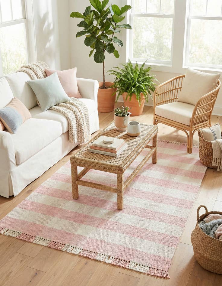 Detail image of 6' x 9' Eco Plaid   Washable Indoor / Outdoor Rug