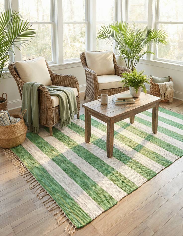 Detail image of 6' 1 x 9'  Hand Woven Chindi Rag Rug