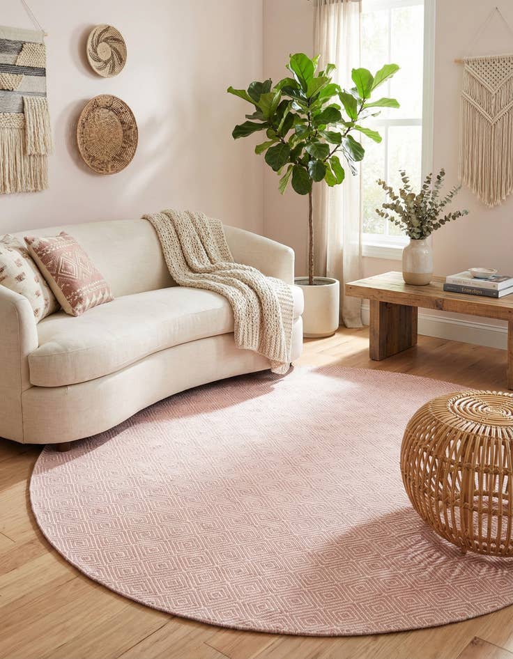 Detail image of 6' 1 x 6' 1  Hand Woven Geo Trellis Flatweave Round Rug