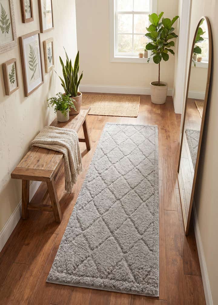 2' x 6' 9 Trellis Shag Runner Rug
