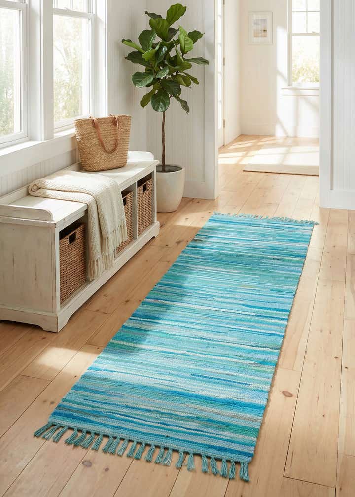 2' 2 x 6' 7 Hand Woven Chindi Cotton Runner Rug