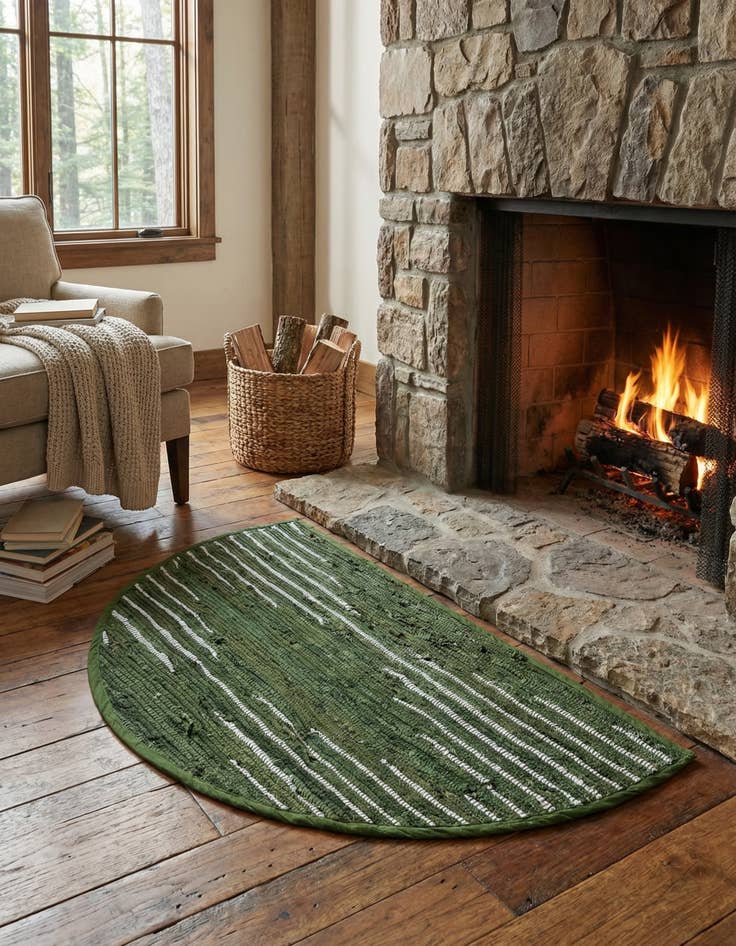 Detail image of 2' 2 x 3' 7  Hand Woven Chindi Cotton Hearth Rug