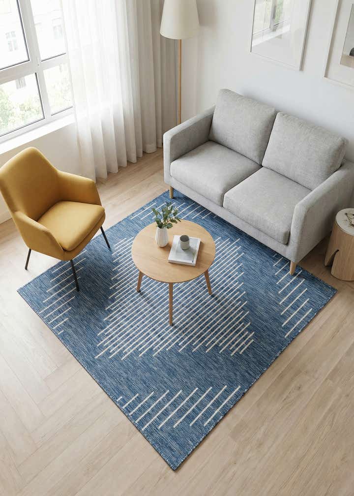5' 3 x 5' 3 Easy-Clean Modern Indoor / Outdoor Square Rug