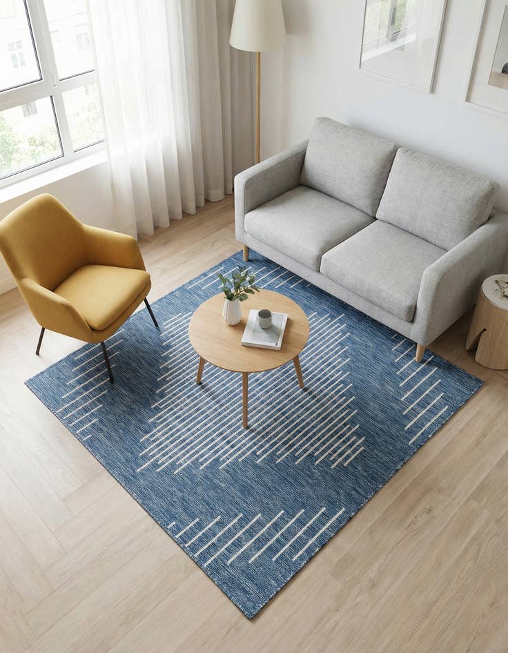 Detail image of 5' 3 x 5' 3 Easy-Clean Modern Indoor / Outdoor Square Rug