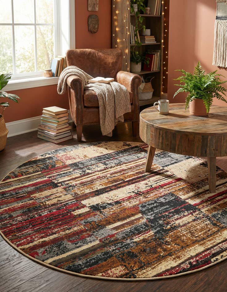 Detail image of 5' 3 x 5' 3 Saturn Round Rug