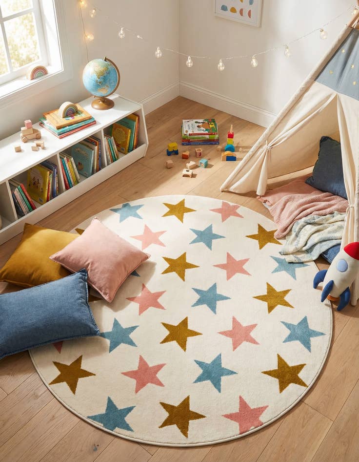 Detail image of 5' 3 x 5' 3 Whimsy Kids Round Rug