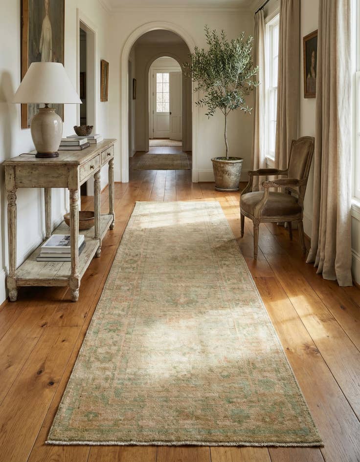 Detail image of 2' 10 x 9' 5 Hand Knotted Oushak Wool Runner Rug