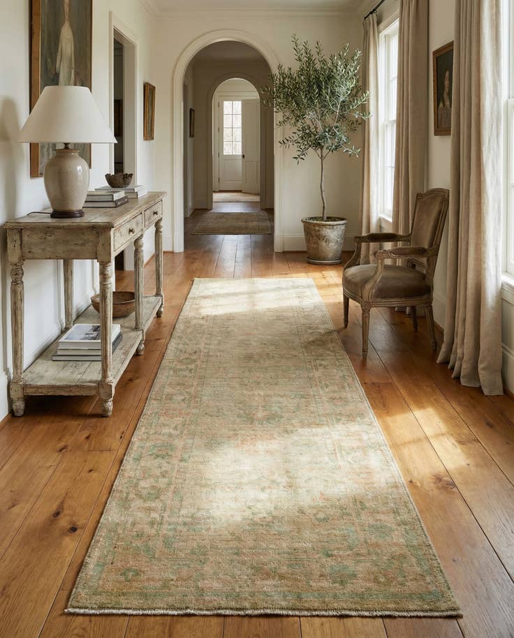 Detail image of 2' 10 x 9' 5 Hand Knotted Oushak Wool Runner Rug