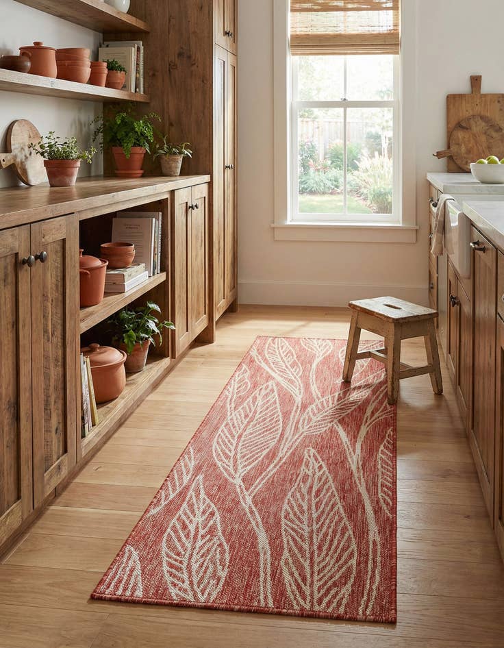 Detail image of 2' x 6' Easy-Clean Botanical Indoor / Outdoor Runner Rug