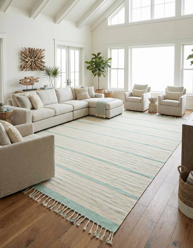 Detail image of 10' x 14' 1 Hand Woven Chindi Cotton Rug