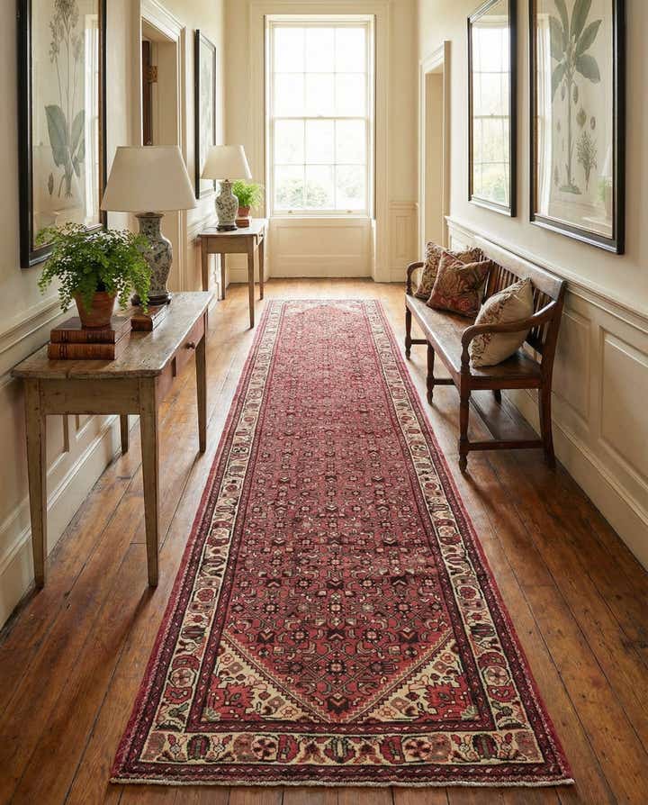 3' 10 x 10' 6 Hand Knotted Hossainabad Persian Wool Runner Rug