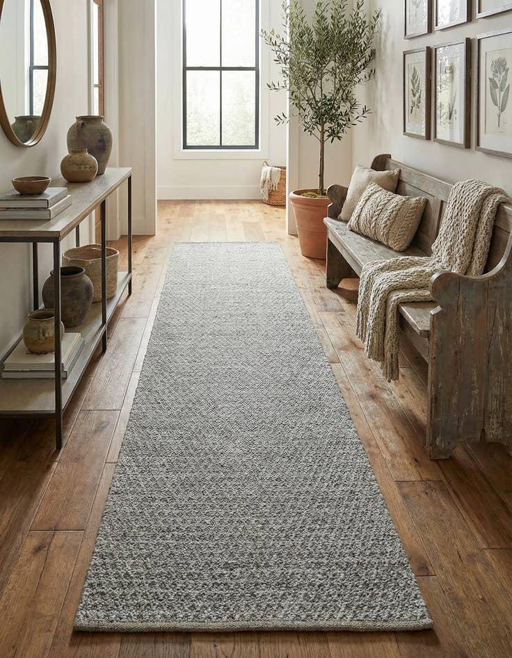 Detail image of 3' 3 x 12' Hand Woven Lattice Wool Runner Rug