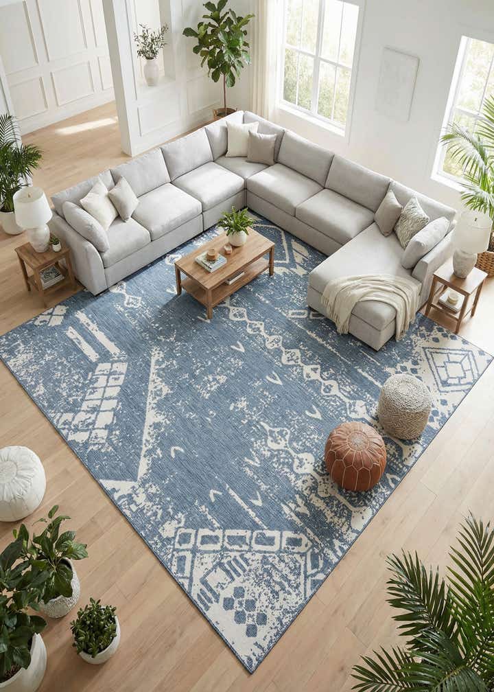 13' x 13' Easy-Clean Bohemian Indoor / Outdoor Square Rug