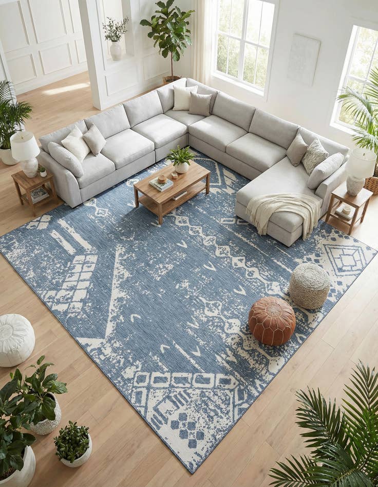Detail image of 13' x 13' Washable Bohemian Indoor / Outdoor Square Rug