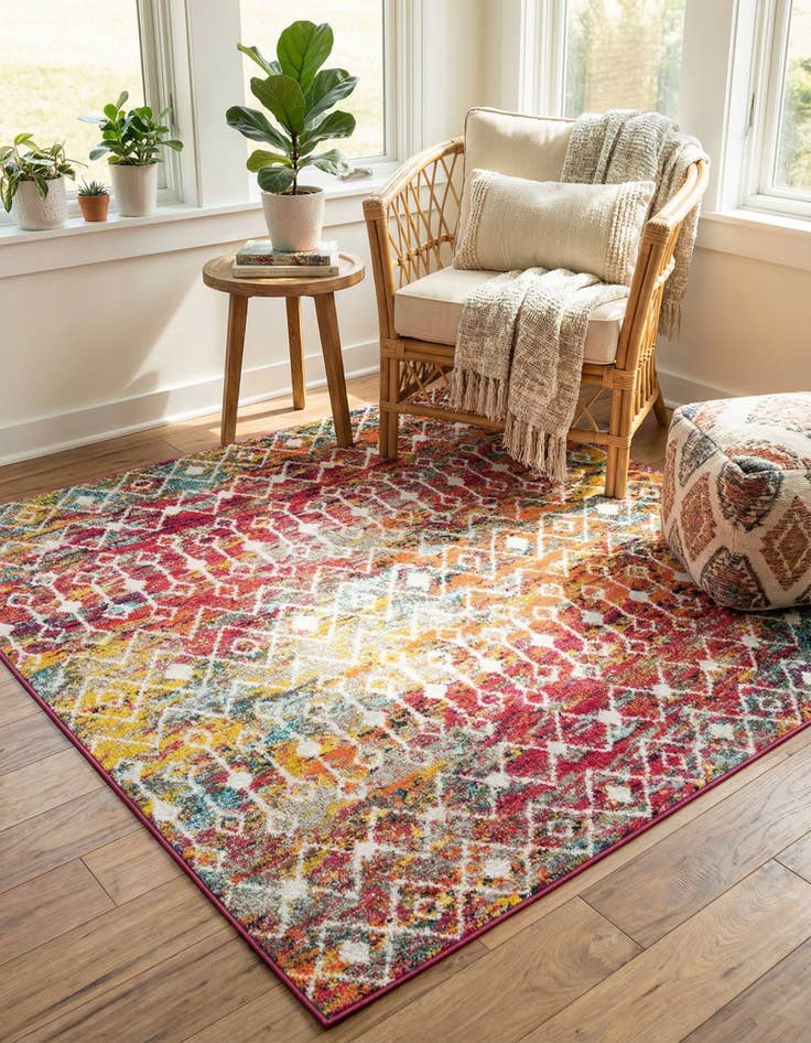 Detail image of 5' 3 x 5' 3 Moroccan Trellis Square Rug