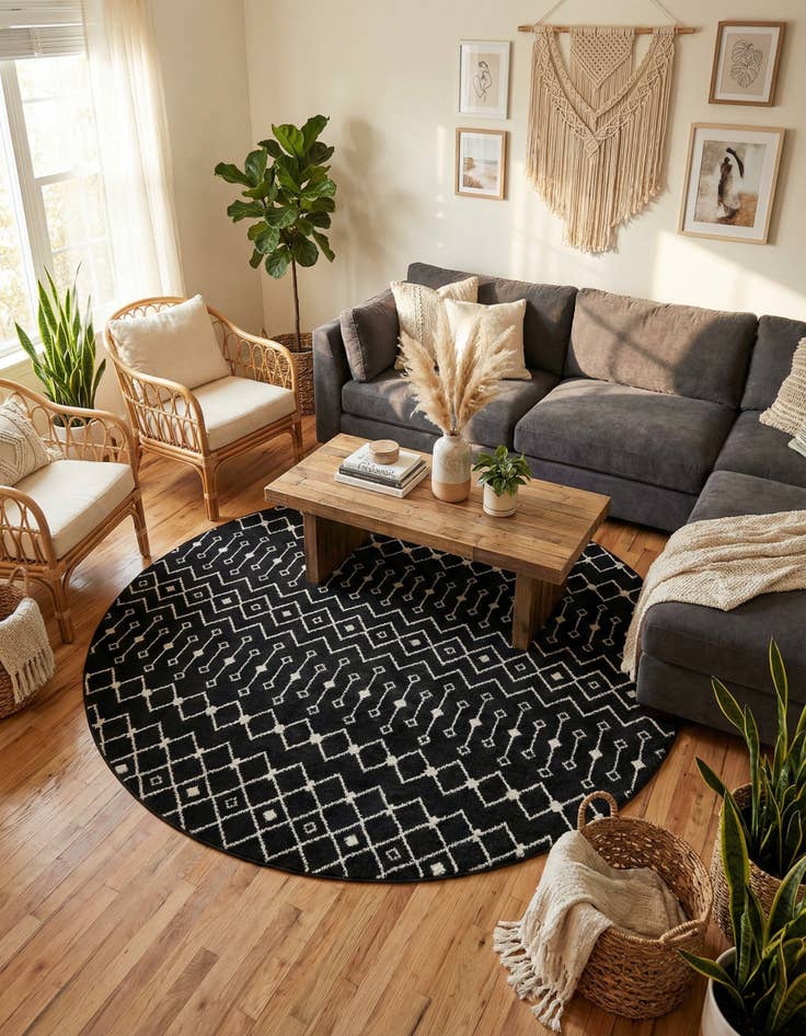 Detail image of 10' x 10' Moroccan Trellis Round Rug