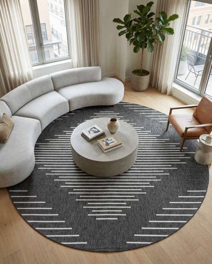 13' x 13' Easy-Clean Modern Indoor / Outdoor Round Rug