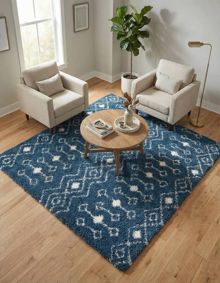 Detail image of 7' 10 x 7' 10 Moroccan Trellis Shag Square Rug