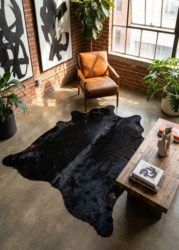 4' 2 x 6' 4 Cowhide Leather Rug
