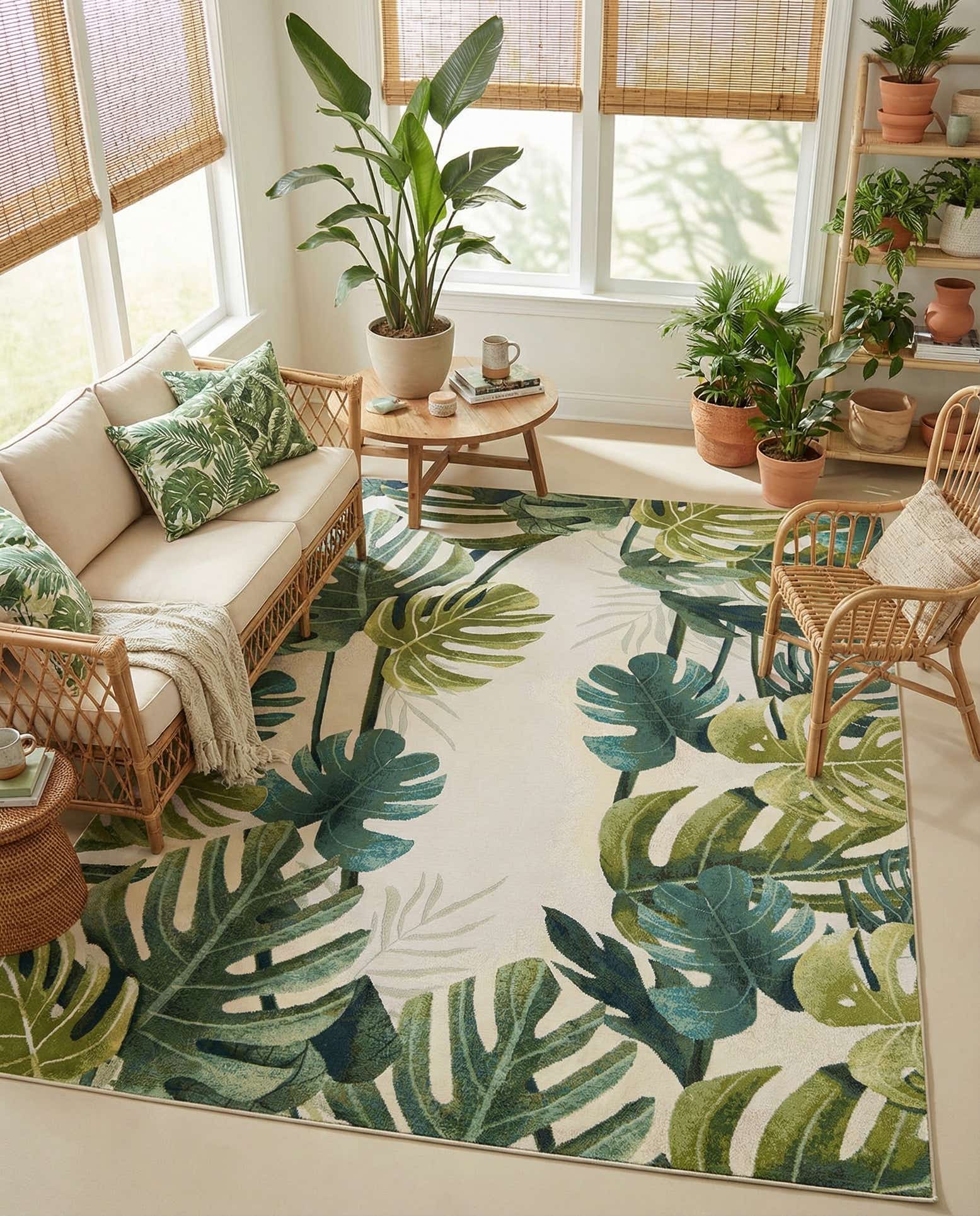 7' 10 x 10' Easy-Clean Botanical Indoor / Outdoor Rug