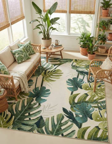 7' 10 x 10' Easy-Clean Botanical Indoor / Outdoor Rug