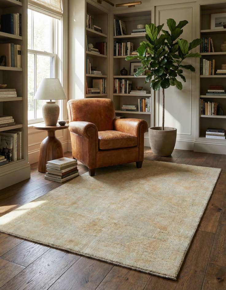 Detail image of 4' 2 x 6' 2 Hand Knotted Oushak Wool Rug